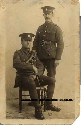 Arthur Huitson standing beside his brother William Huitson
 who served with the Northumberland Fusiliers.